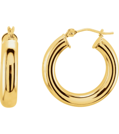 20270 Earring 14K Yellow 20 Mm 4 Mm Pair Catch Polished Round Tube Hoop Earrings