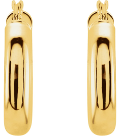 20270 Earring 14K Yellow 20 Mm 4 Mm Pair Catch Polished Round Tube Hoop Earrings