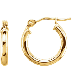20270 Earring 14K Yellow 13 Mm 2 Mm Pair Catch Polished Round Tube Hoop Earrings