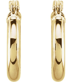 20270 Earring 14K Yellow 13 Mm 2 Mm Pair Catch Polished Round Tube Hoop Earrings