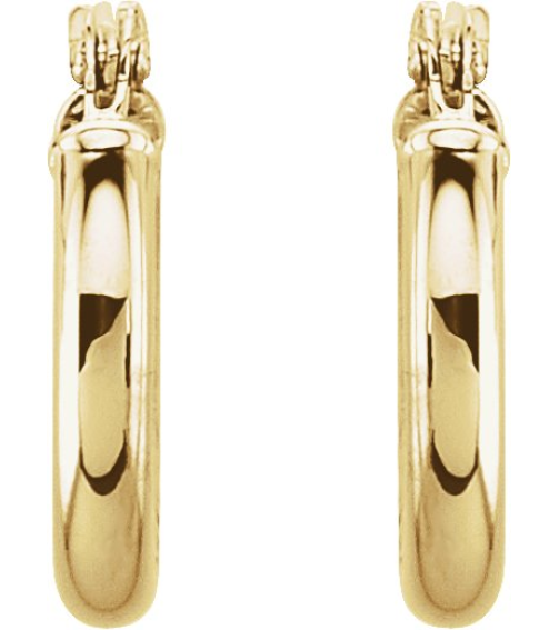 20270 Earring 14K Yellow 13 Mm 2 Mm Pair Catch Polished Round Tube Hoop Earrings