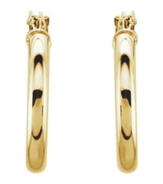 20270 Earring 14K Yellow 15 Mm 2 Mm Pair Catch Polished Round Tube Hoop Earrings