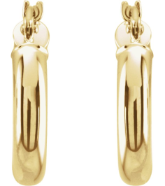 20270 Earring 14K Yellow 15 Mm 3 Mm Pair Catch Polished Round Tube Hoop Earrings