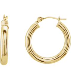 20270 Earring 14K Yellow 20 Mm 3 Mm Pair Catch Polished Round Tube Hoop Earrings