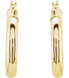 20270 Earring 14K Yellow 20 Mm 3 Mm Pair Catch Polished Round Tube Hoop Earrings