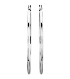 20270 Earring 14K White 47 Mm 2 Mm Pair Catch Polished Round Tube Hoop Earrings