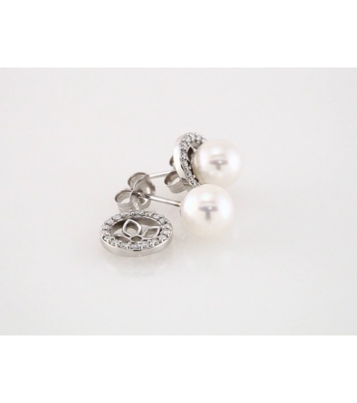 61103 Earring Set Cultured White Akoya Pearl Pearl 6 Mm 14K White Pair Friction Backs Included Polished Cultured Akoya Pearl Earrings