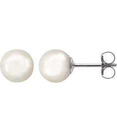 61103 Earring Set Cultured White Akoya Pearl Pearl 7 Mm 14K White Pair Friction Backs Included Polished Cultured Akoya Pearl Earrings