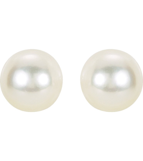 61103 Earring Set Cultured White Akoya Pearl Pearl 7 Mm 14K White Pair Friction Backs Included Polished Cultured Akoya Pearl Earrings