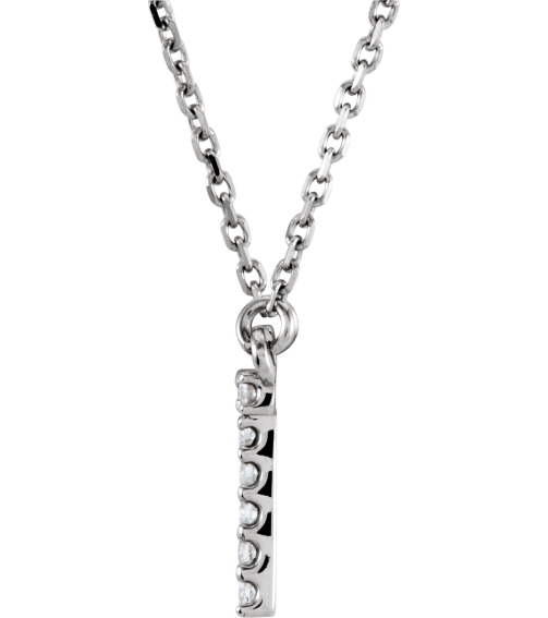 67311 Necklace Set 14K White Initial T Natural Diamond Round 1.3 Mm I1, G-H 110 Ctw 16 In Polished 110 Ctw Natural Diamond Necklace
