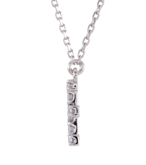 67311 Necklace Set 14K White Initial E Natural Diamond Round 1.3 Mm I1, G-H 18 Ctw 16 In Polished 18 Ctw Natural Diamond Necklace