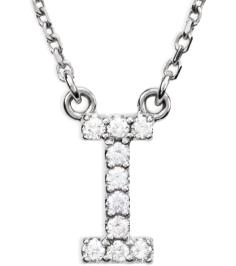 67311 Necklace Set 14K White Initial I Natural Diamond Round 1.3 Mm I1, G-H 0.08 Ctw 16 In Polished .08 Ctw Natural Diamond Necklace