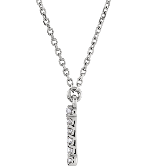 67311 Necklace Set 14K White Initial I Natural Diamond Round 1.3 Mm I1, G-H 0.08 Ctw 16 In Polished .08 Ctw Natural Diamond Necklace