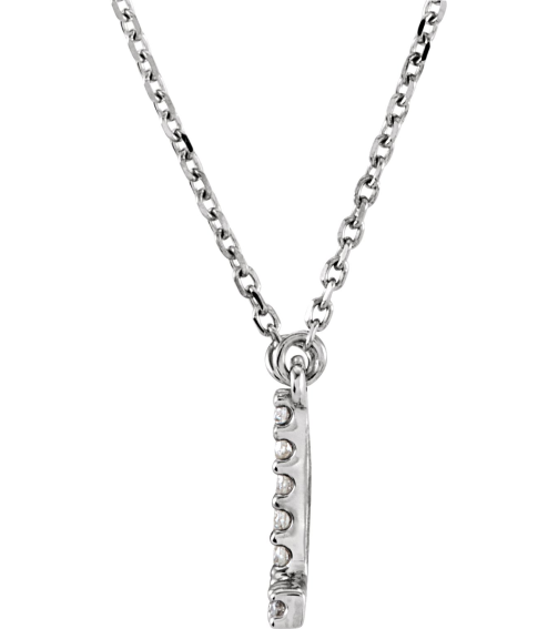 67311 Necklace Set 14K White Initial L Natural Diamond Round 1.3 Mm I1, G-H 0.08 Ctw 16 In Polished .08 Ctw Natural Diamond Necklace