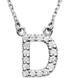 67311 Necklace Set 14K White Initial D Natural Diamond Round 1.2 Mm I1, G-H 18 Ctw 16 In Polished 18 Ctw Natural Diamond Necklace