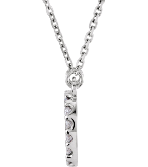 67311 Necklace Set 14K White Initial D Natural Diamond Round 1.2 Mm I1, G-H 18 Ctw 16 In Polished 18 Ctw Natural Diamond Necklace