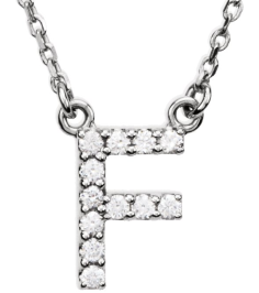 67311 Necklace Set 14K White Initial F Natural Diamond Round 1.3 Mm I1, G-H 18 Ctw 16 In Polished 18 Ctw Natural Diamond Necklace