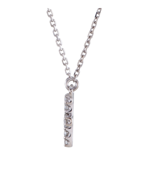 67311 Necklace Set 14K White Initial F Natural Diamond Round 1.3 Mm I1, G-H 18 Ctw 16 In Polished 18 Ctw Natural Diamond Necklace