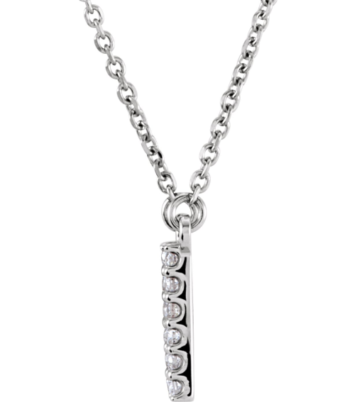 67311 Necklace Set 14K White Initial H Natural Diamond Round I1, G-H 18 Ctw 16 In Polished 18 Ctw Natural Diamond Necklace