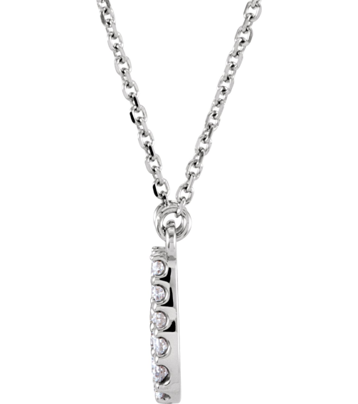 67311 Necklace Set 14K White Initial U Natural Diamond Round 1.3 Mm I1, G-H 18 Ctw 16 In Polished 18 Ctw Natural Diamond Necklace