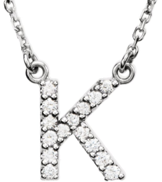 67311 Necklace Set 14K White Initial K Natural Diamond Round I1, G-H 18 Ctw 16 In Polished 18 Ctw Natural Diamond Necklace