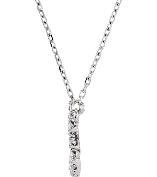 67311 Necklace Set 14K White Initial S Natural Diamond Round 1.3 Mm I1, G-H 18 Ctw 16 In Polished 18 Ctw Natural Diamond Necklace