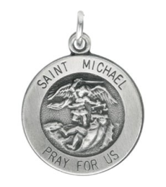 R5052 Pendant Sterling Silver 15 Mm Polished Round St. Michael Medal