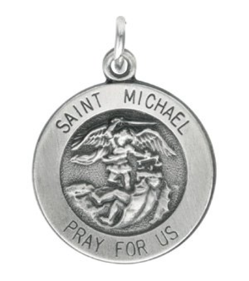 R5052 Pendant Sterling Silver 15 Mm Polished Round St. Michael Medal