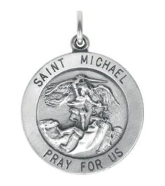 R5052 Pendant Sterling Silver 22 Mm Polished Round St. Michael Medal