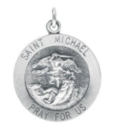 R5052 Pendant Sterling Silver 18 Mm Polished Round St. Michael Medal