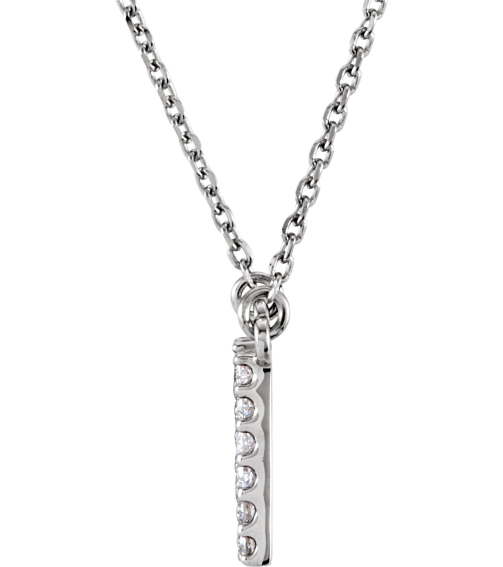 67311 Necklace Set 14K White Initial N Natural Diamond Round I1, G-H 18 Ctw 16 In Polished 18 Ctw Natural Diamond Necklace