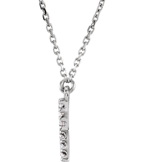 67311 Necklace Set 14K White Initial X Natural Diamond Round 1.2 Mm I1, G-H 18 Ctw 16 In Polished 18 Ctw Natural Diamond Necklace
