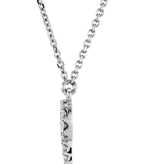67311 Necklace Set 14K White Initial P Natural Diamond Round I1, G-H 18 Ctw 16 In Polished 18 Ctw Natural Diamond Necklace