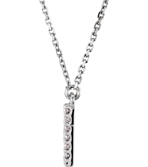 67311 Necklace Set 14K White Initial W Natural Diamond Round I1, G-H 18 Ctw 16 In Polished 18 Ctw Natural Diamond Necklace
