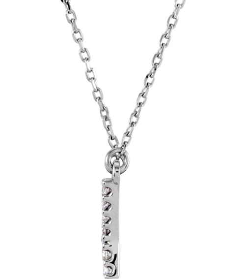 67311 Necklace Set 14K White Initial Y Natural Diamond Round I1, G-H 0.08 Ctw 16 In Polished .08 Ctw Natural Diamond Necklace