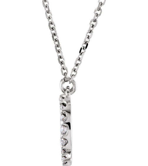 67311 Necklace Set 14K White Initial Q Natural Diamond Round I1, G-H 16 Ctw 16 In Polished 16 Ctw Natural Diamond Necklace