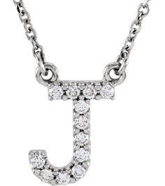 67311 Necklace Set 14K White Initial J Natural Diamond Round 1.3 Mm I1, G-H 110 Ctw 16 In Polished 110 Ctw Natural Diamond Necklace