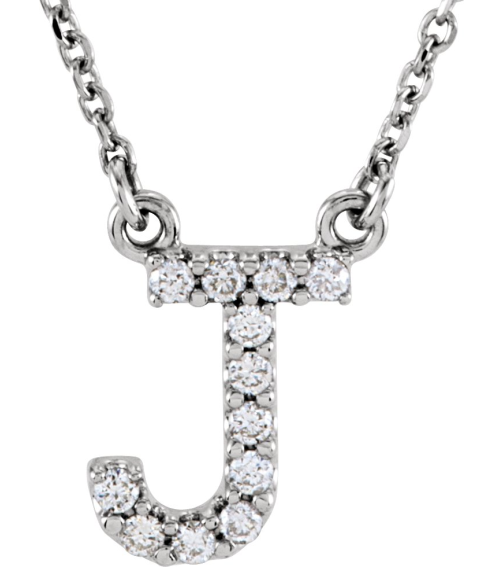 67311 Necklace Set 14K White Initial J Natural Diamond Round 1.3 Mm I1, G-H 110 Ctw 16 In Polished 110 Ctw Natural Diamond Necklace
