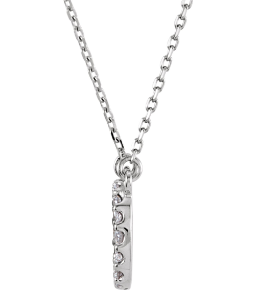 67311 Necklace Set 14K White Initial O Natural Diamond Round I1, G-H 16 Ctw 16 In Polished 16 Ctw Natural Diamond Necklace