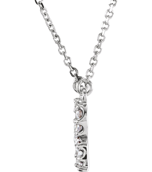 67311 Necklace Set 14K White Initial R Natural Diamond Round I1, G-H 18 Ctw 16 In Polished 18 Ctw Natural Diamond Necklace