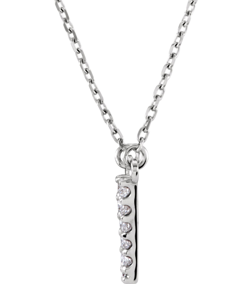 67311 Necklace Set 14K White Initial V Natural Diamond Round I1, G-H 110 Ctw 16 In Polished 110 Ctw Natural Diamond Necklace