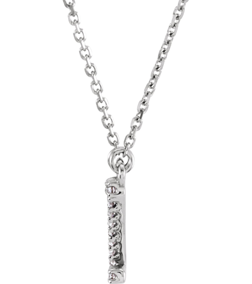 67311 Necklace Set 14K White Initial Z Natural Diamond Round 1 Mm I1, G-H 0.08 Ctw 16 In Polished .08 Ctw Natural Diamond Necklace