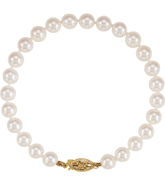 61203 Bracelet Set 14K Yellow Pearl Cultured White Akoya Pearl 6.0-6.5 Mm 7 In Polished Cultured White Akoya Pearl Bracelet