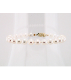 61203 Bracelet Set 14K Yellow Pearl Cultured White Akoya Pearl 6.0-6.5 Mm 7 In Polished Cultured White Akoya Pearl Bracelet