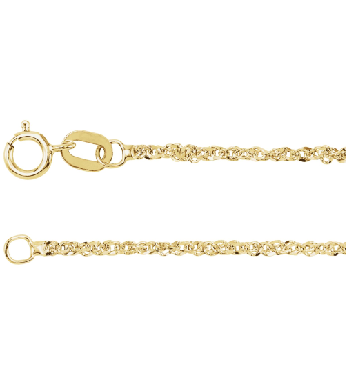 Ch1105 14K Yellow Singapore 1.2 Mm 24 In Spring Ring Diamond-Cut Diamond-Cut Singapore Chain