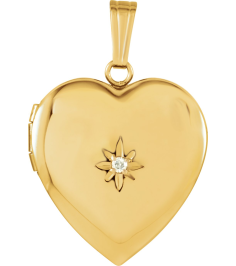 84928 Pendant Set 14K Yellow 27 X 18.5 Mm Polished Natural Diamond Heart Locket