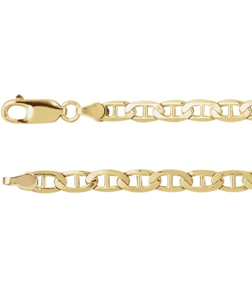 Ch486 14K Yellow Anchor 4.5 Mm 16 In Lobster Clasp Polished Curbed Anchor Chain