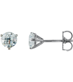 66233 14K White Set Round Natural Diamond Pair 5Mm 1 Ctw Si2-Si3, G-H Friction Friction Backs Included 3-Prong Polished 1Ctw Natural Diamond Stud Earrings