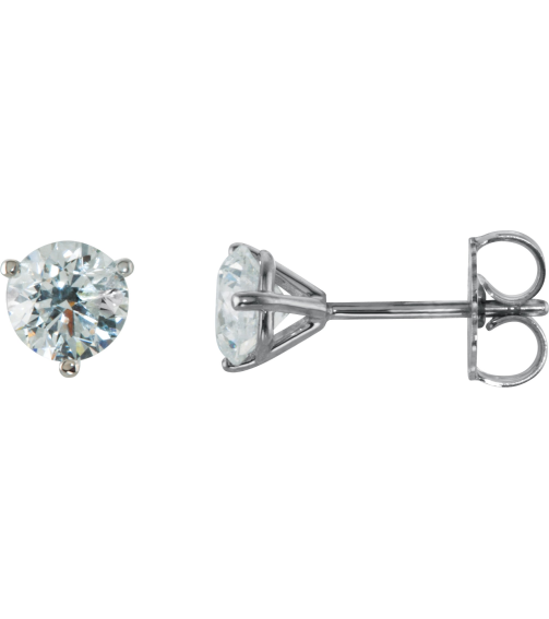 66233 14K White Set Round Natural Diamond Pair 5Mm 1 Ctw Si2-Si3, G-H Friction Friction Backs Included 3-Prong Polished 1Ctw Natural Diamond Stud Earrings