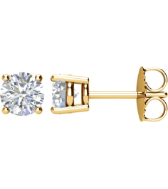 1874 14K Yellow Set Round Natural Diamond Pair 5Mm 1 Ctw I2, I-J Friction Friction Backs Included 4-Prong Polished 1 Ctw Natural Diamond Stud Earrings